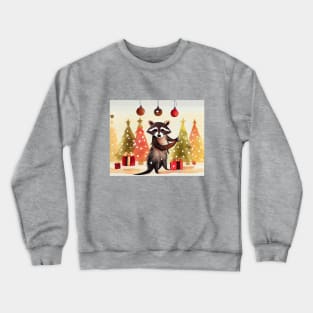 Raccoon Decorating Christmas Tree Crewneck Sweatshirt